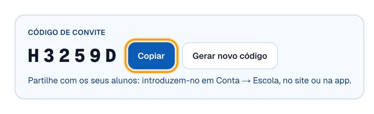 Passo 2: Copia e partilha o código