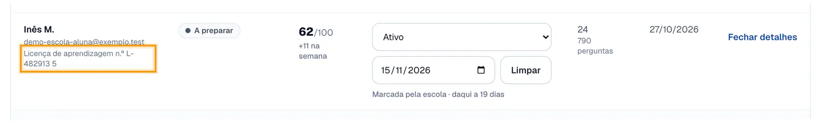 Passo 2: Vê o número na lista