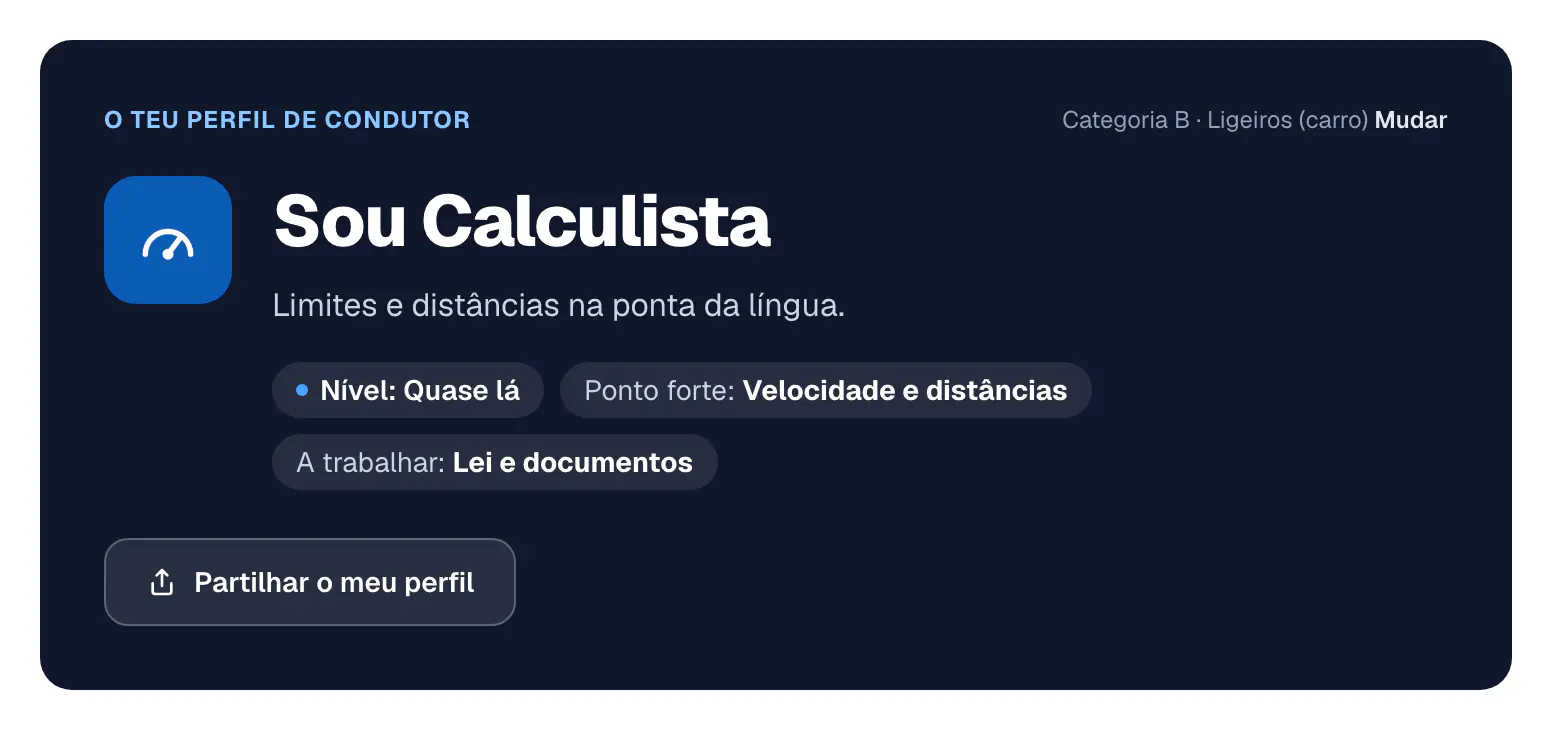 Passo 4: Descobre o teu perfil de condutor